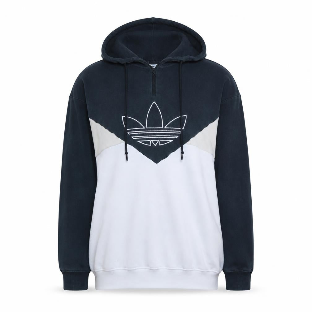 Adidas Womens Black & White Colourblock Hoodie UK 8 1/2 Zip Trefoil Logo