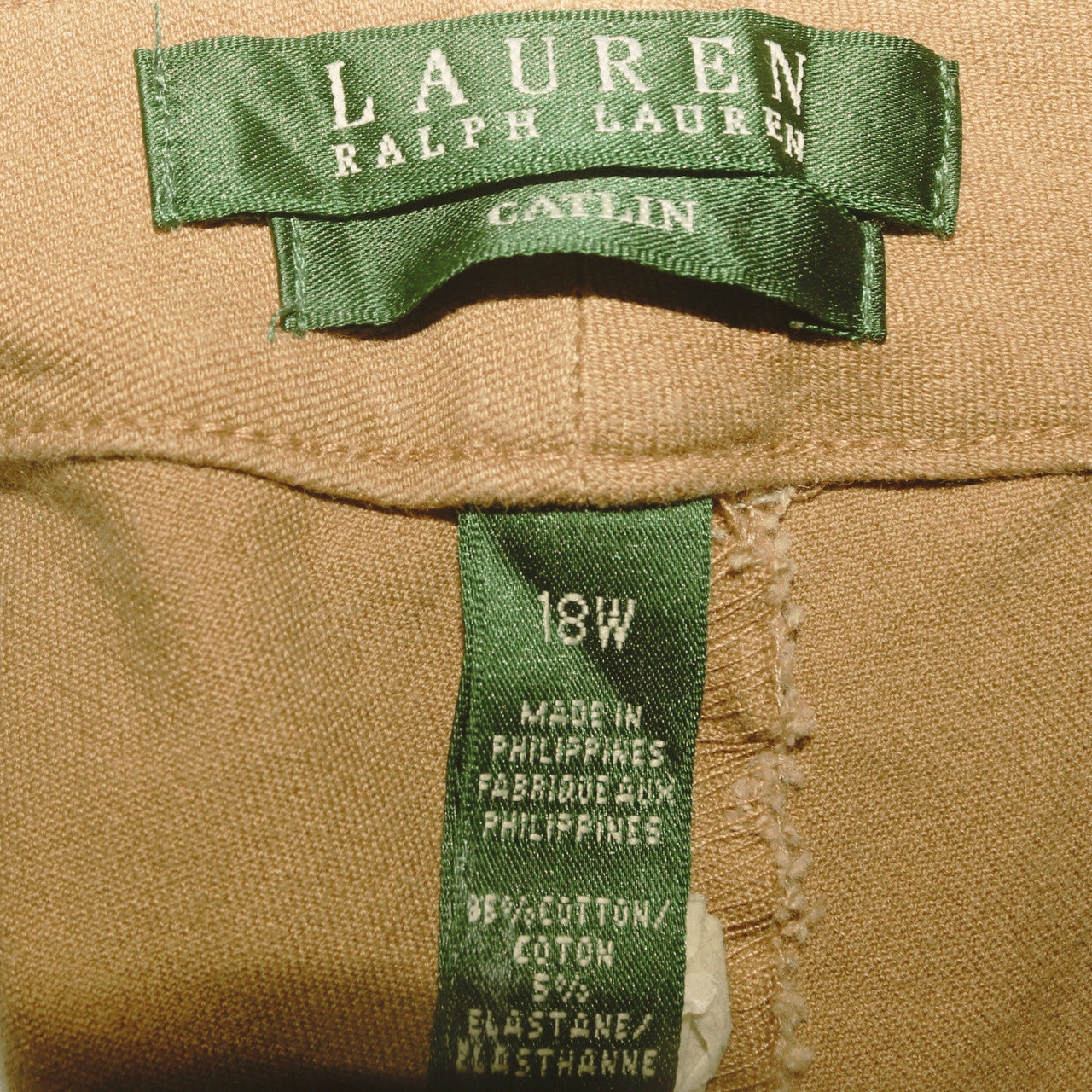 Ralph Lauren Women Beige Chino Straight Leg Plus Size 18W Trousers