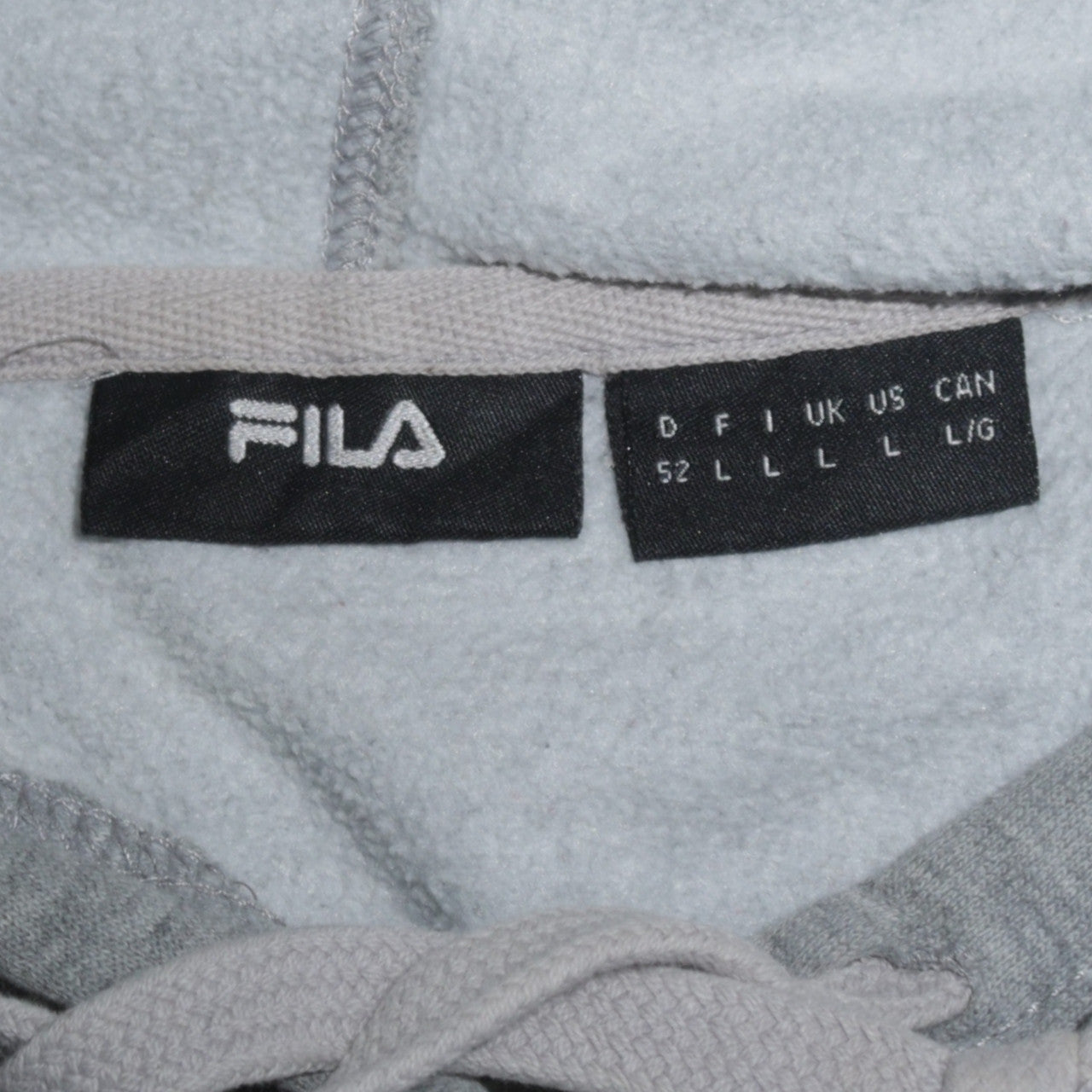 Fila Womens Grey Pullover Hoodie L Logo Print Casual Sweatshirt