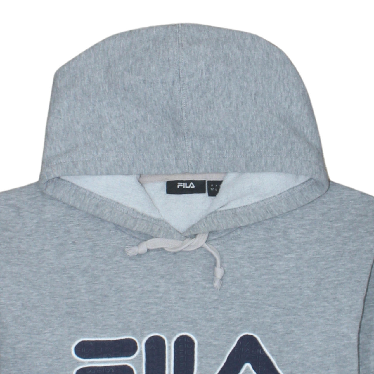 Fila Womens Grey Pullover Hoodie L Logo Print Casual Sweatshirt
