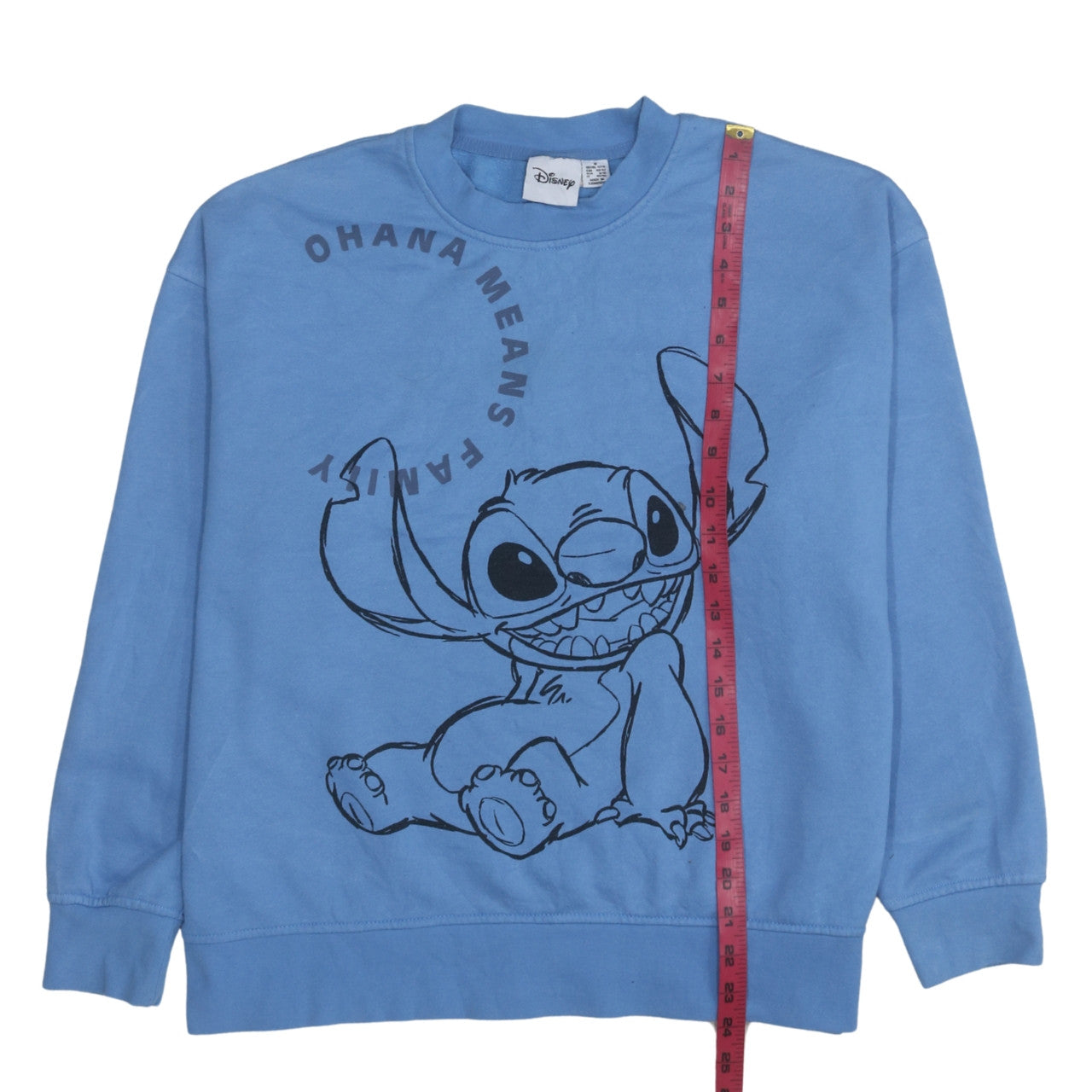 Disney Womens Blue Stitch Sweatshirt Medium 12/14 Pullover Crew Neck
