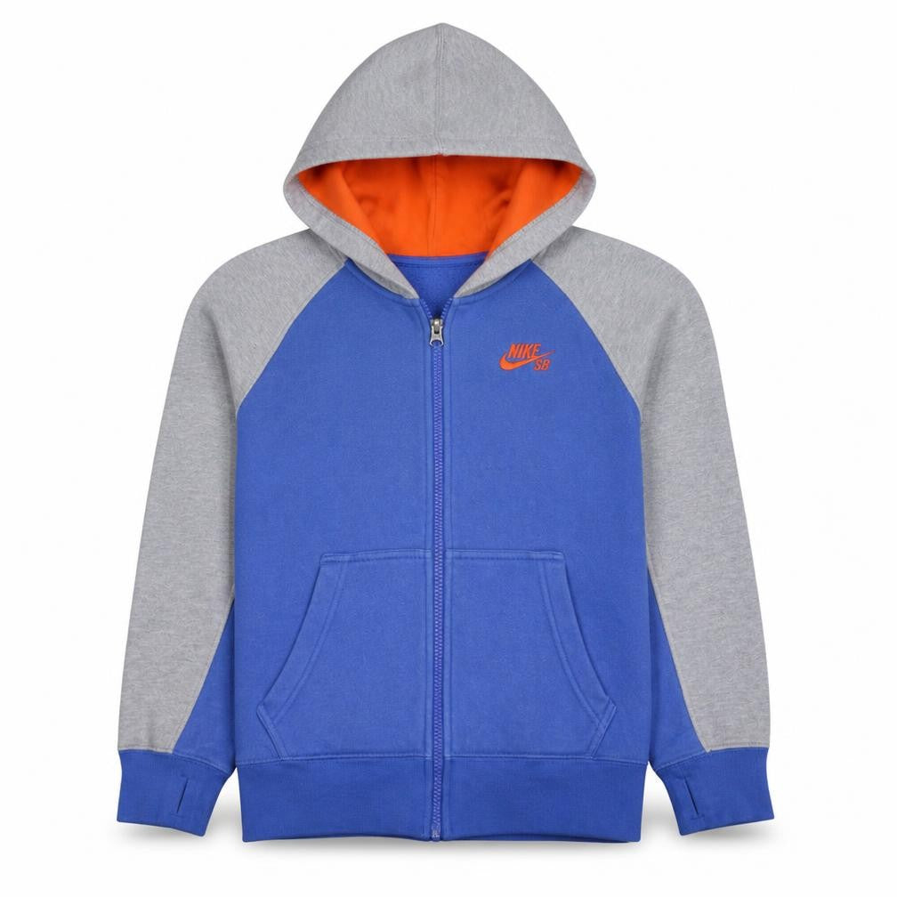 Nike SB Boys Blue Grey Full Zip Hoodie 10-12 Years Cotton Blend