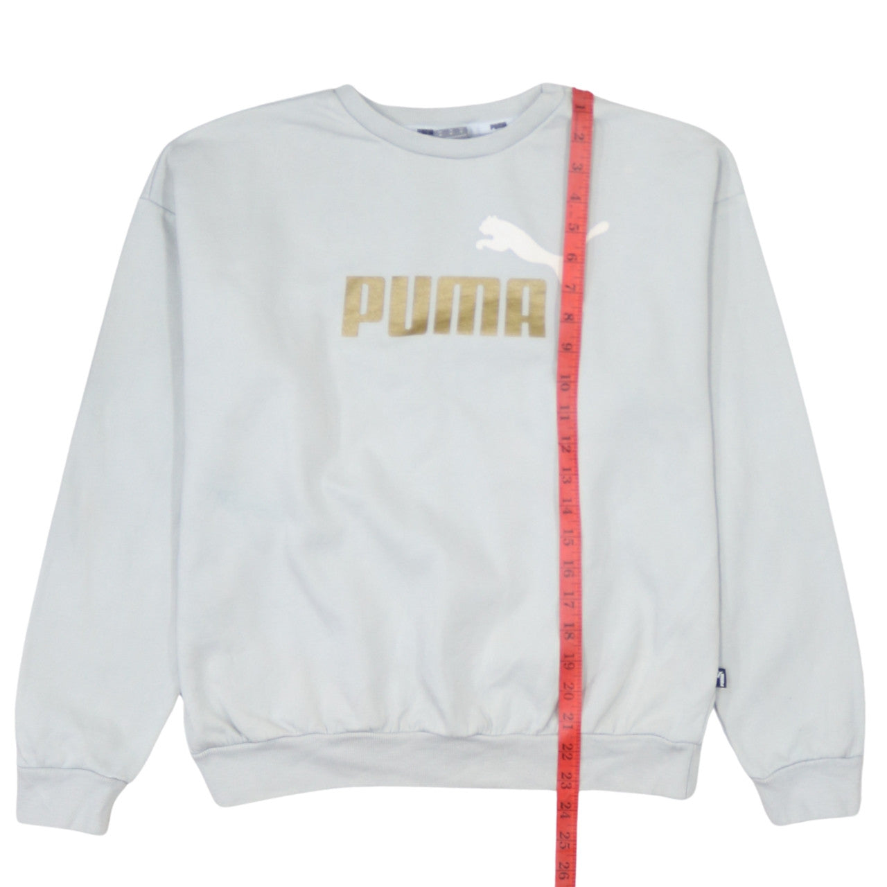 Puma Women White Crew Neck Logo Sweatshirt M Relaxed Fit