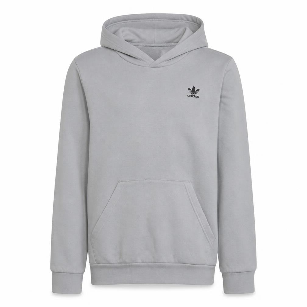 Adidas Boys Grey Pullover Hoodie Classic Crew Neck Long Sleeve Fleece