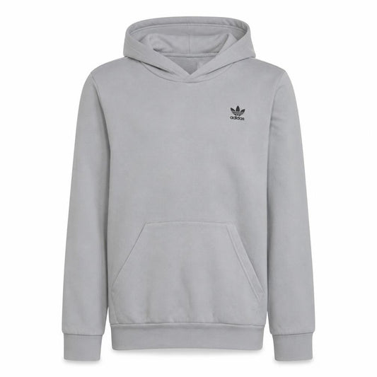 Adidas Boys Grey Pullover Hoodie Classic Crew Neck Long Sleeve Fleece