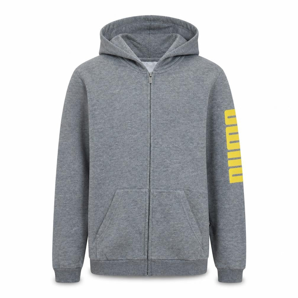 Puma Boys Grey Full Zip Hoodie XL 15-16 Years Graphic Print Sportswear