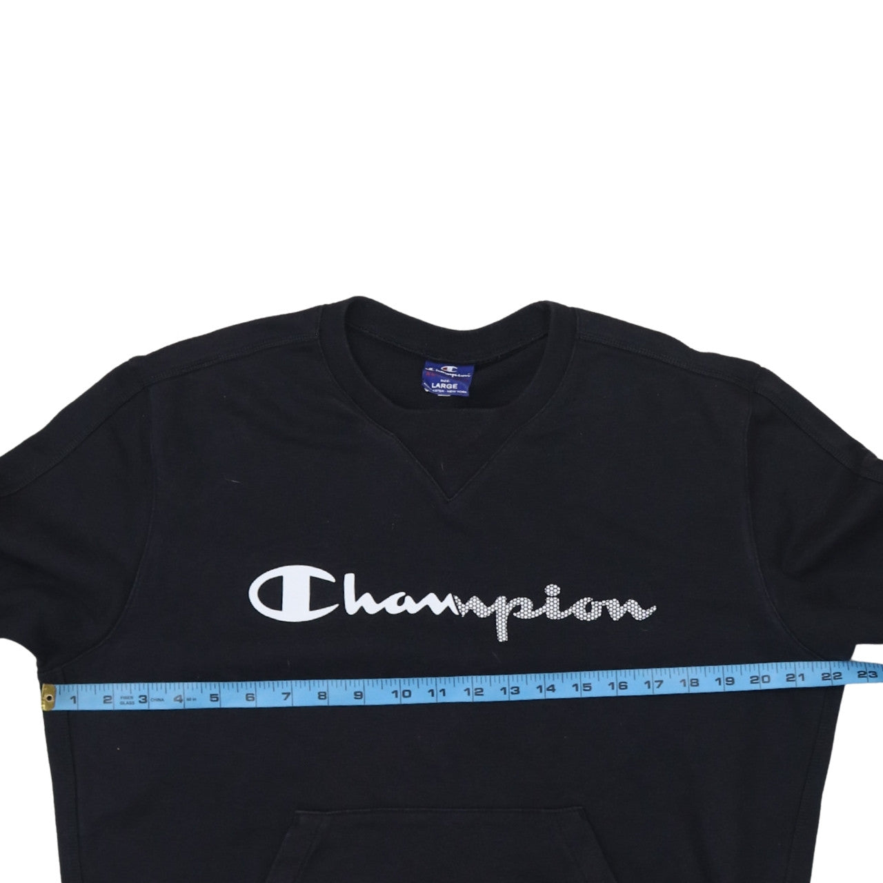 Champion Men Black Large Pullover Sweatshirt Logo Rhinestone