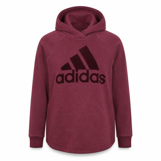 Adidas Womens Burgundy Pullover Hoodie XS Cotton Blend Logo Sweatshirt
