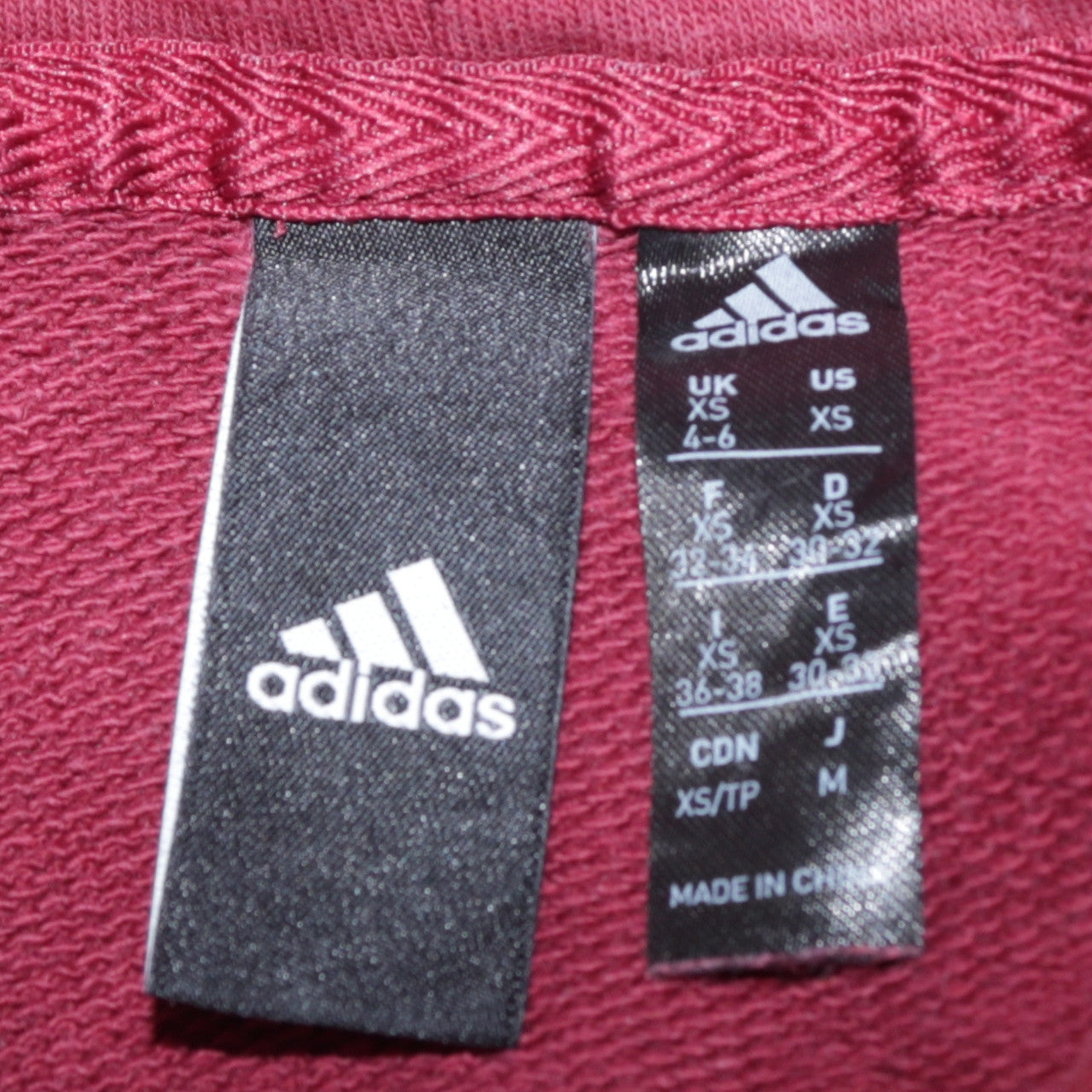 Adidas Womens Burgundy Pullover Hoodie XS Cotton Blend Logo Sweatshirt