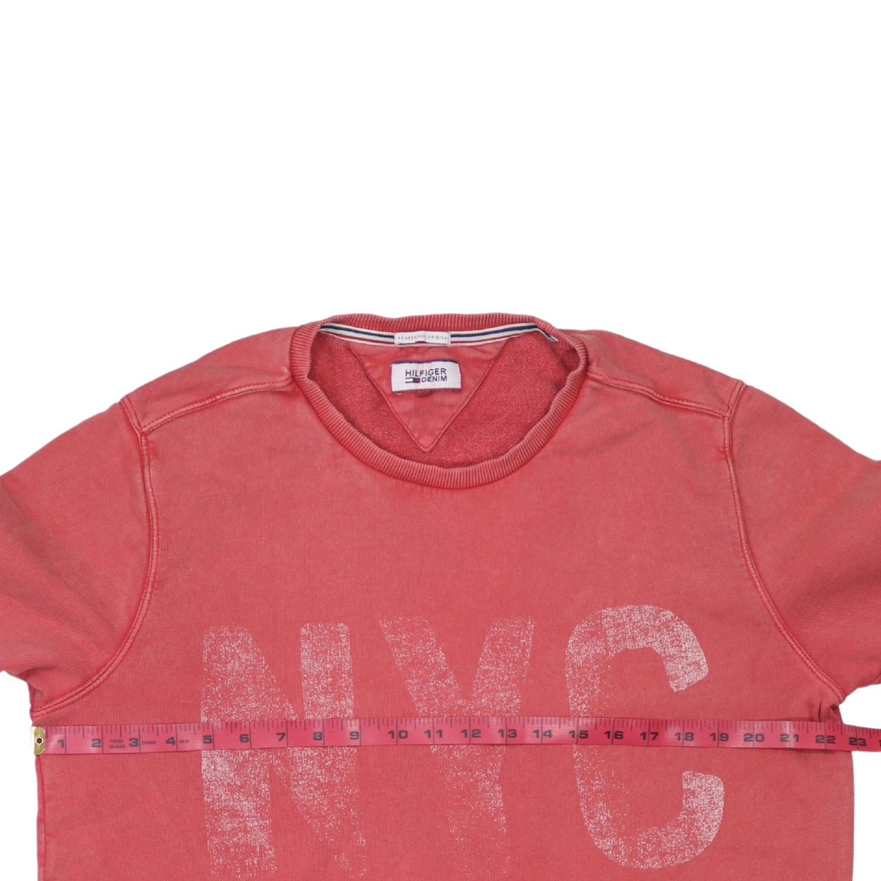 Hilfiger Denim Womens Coral Pink NYC Pullover Sweatshirt M