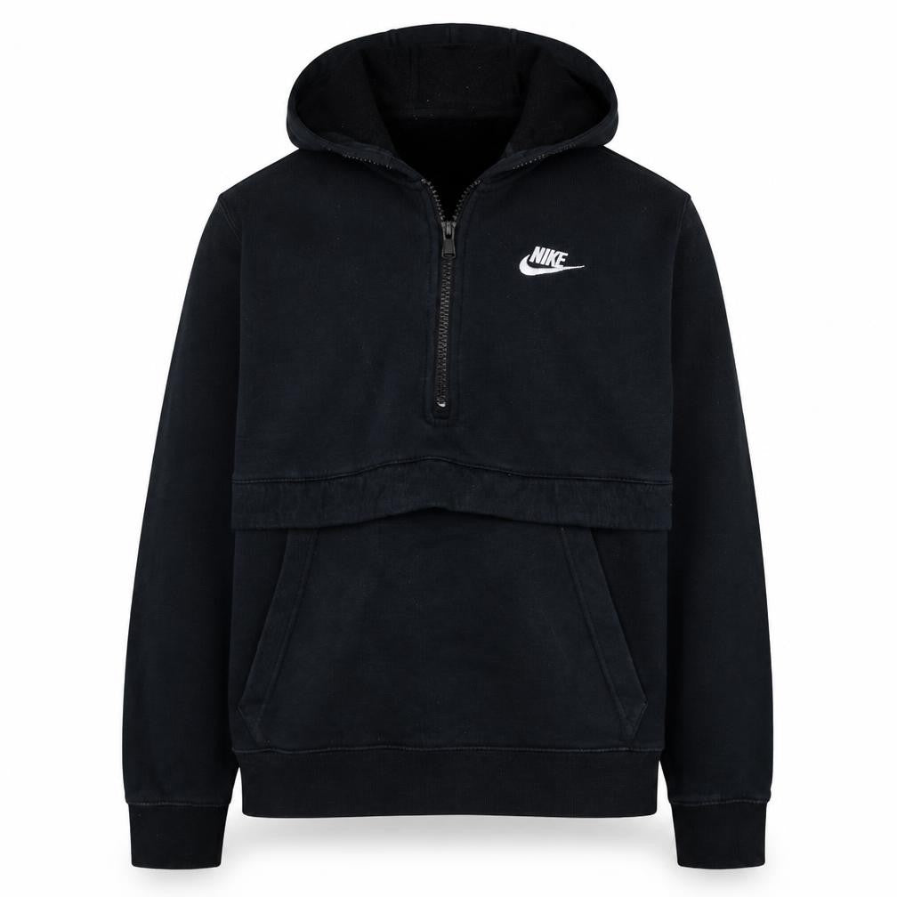 Nike Boys Black XL Pullover Hoodie with Half Zip and Logo Design