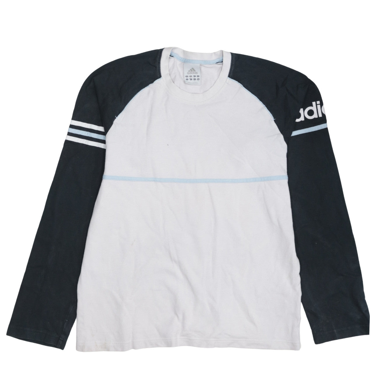 Adidas Men’s White Black Long Sleeve Crew Neck Sports Top L