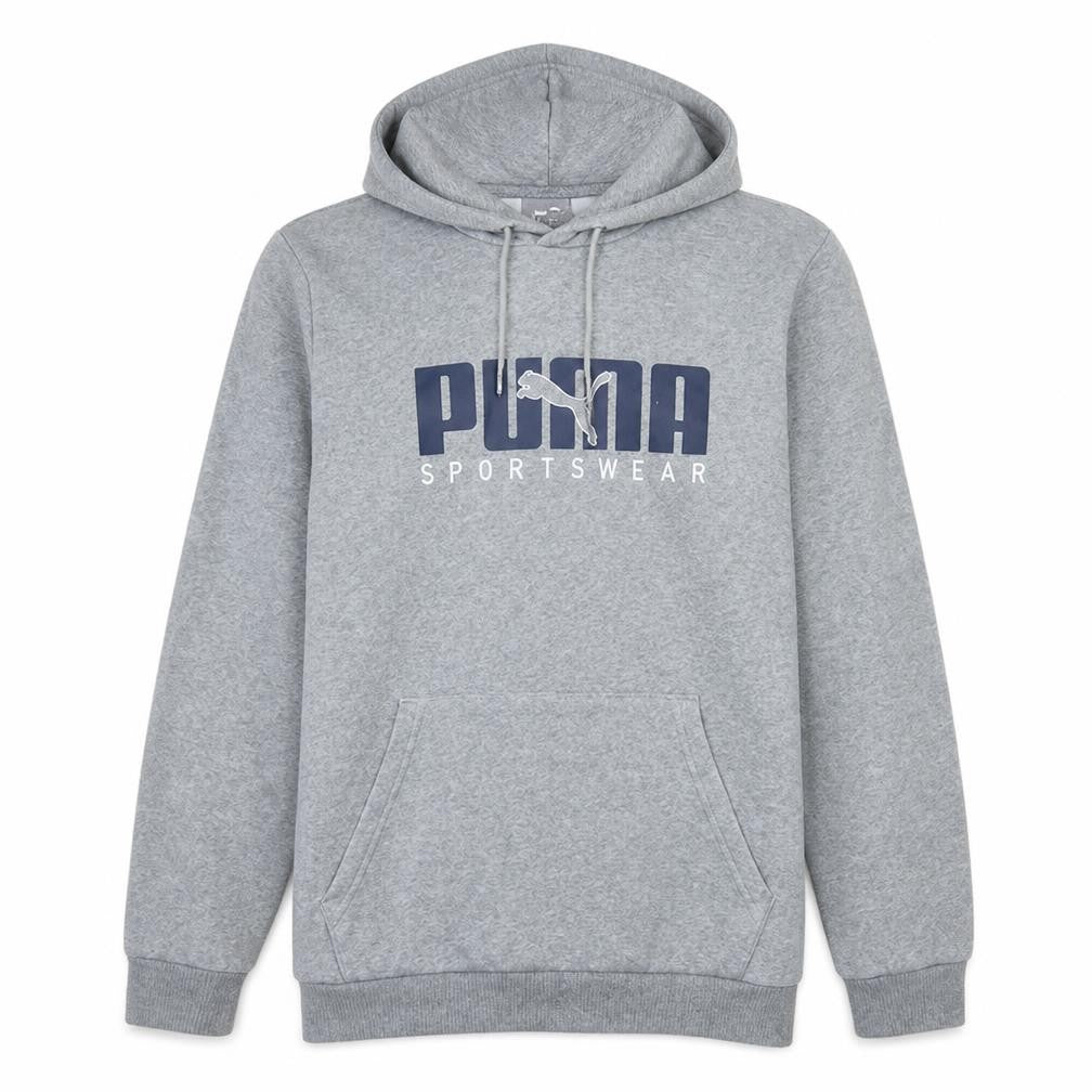 Puma Mens Grey Pullover Hoodie Small Regular Fit Graphic Sportswear
