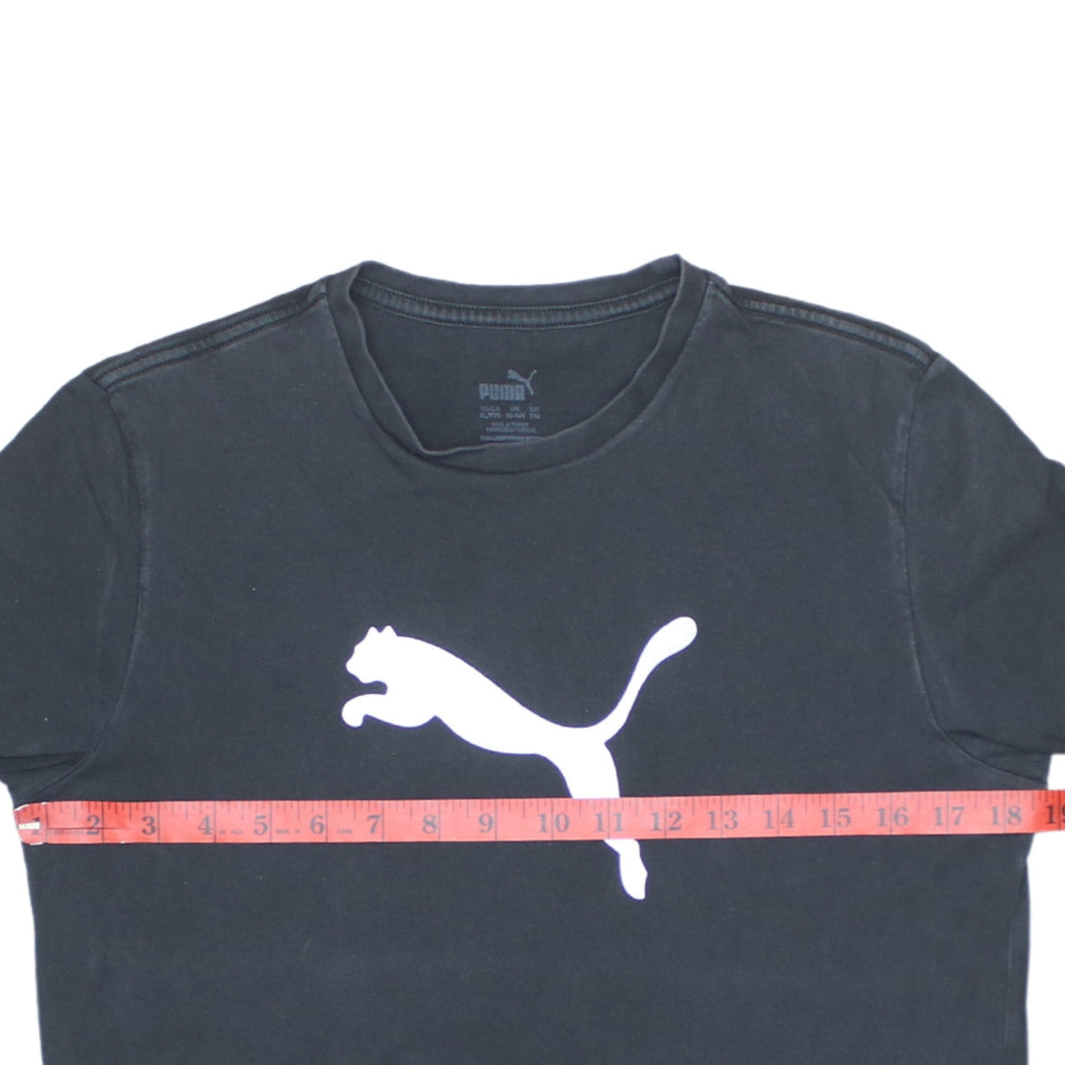 Puma Boys Black 15-16 Years Basic Logo Sports T-Shirt