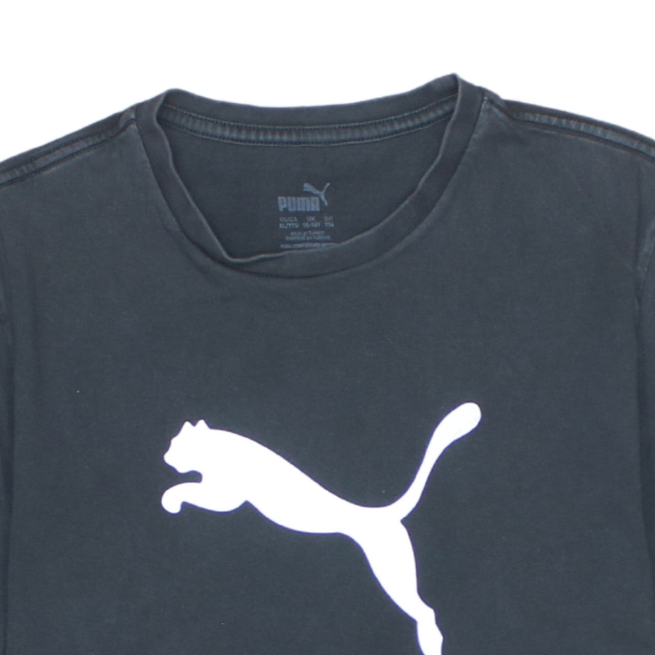 Puma Boys Black 15-16 Years Basic Logo Sports T-Shirt