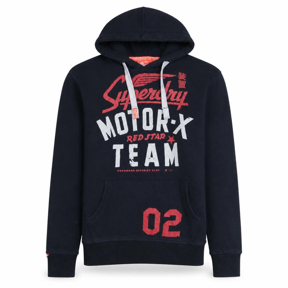 Superdry Men's Black Pullover Hoodie S Motor-X Team Logo