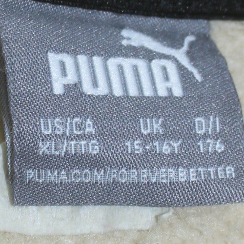 Puma Boys Beige Pullover Hoodie 15-16 Years Graphic Logo Cotton Blend