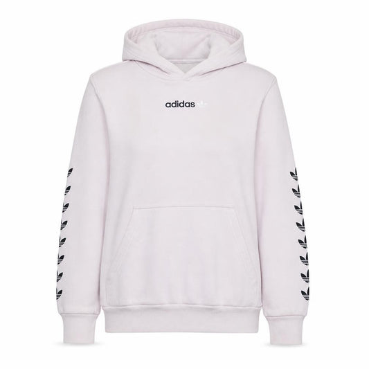 Adidas Womens Pink Hooded Pullover Sweatshirt Size XL Logo Print