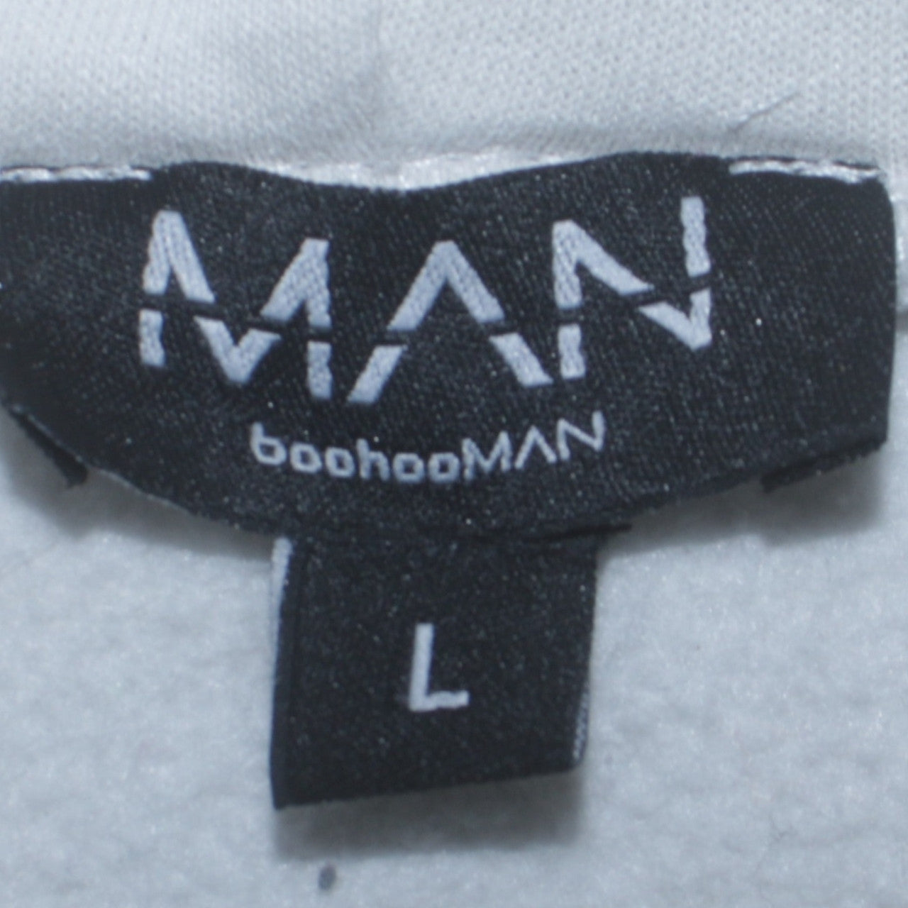 boohooMAN Mens White Graphic Print Pullover Hoodie L