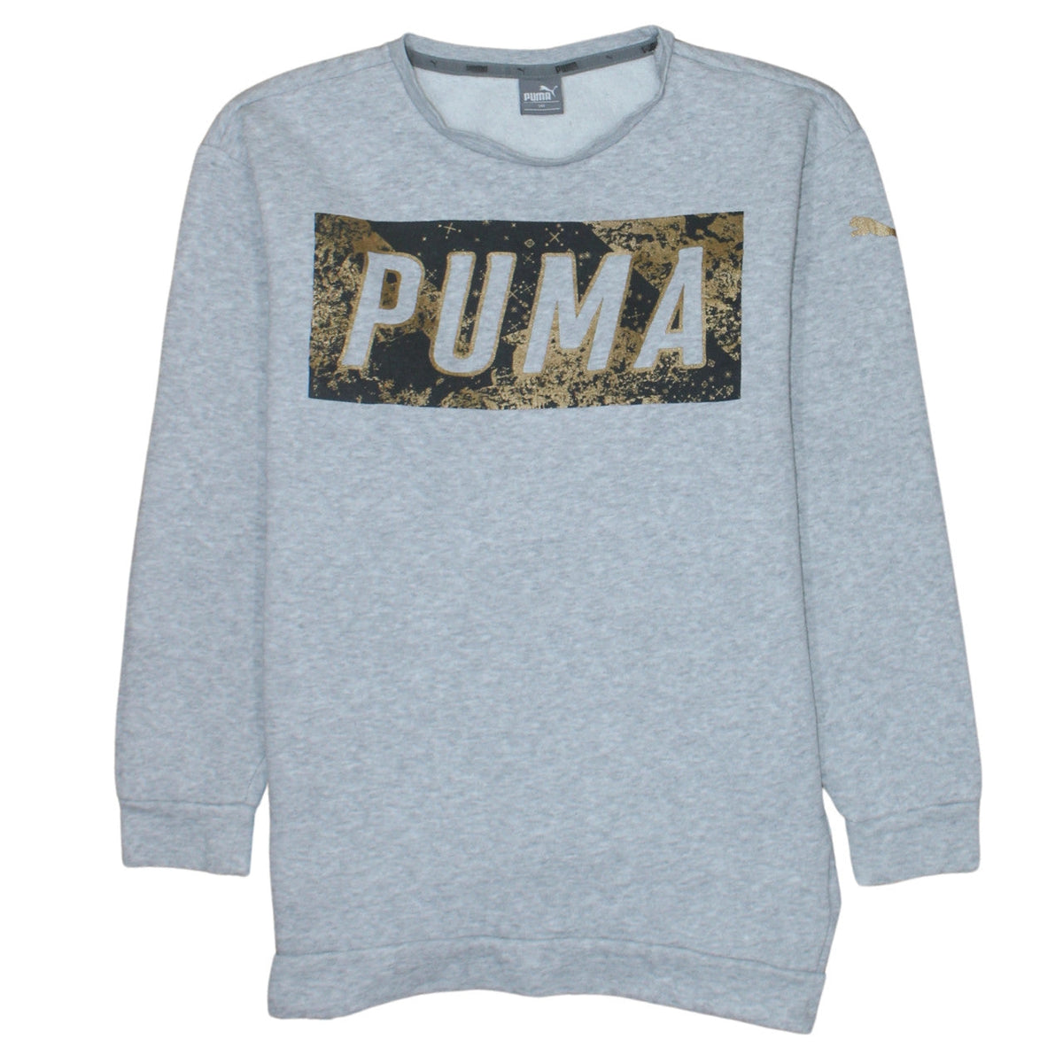 Puma Boys Grey Gold Logo Crew Neck Sweatshirt Size 158