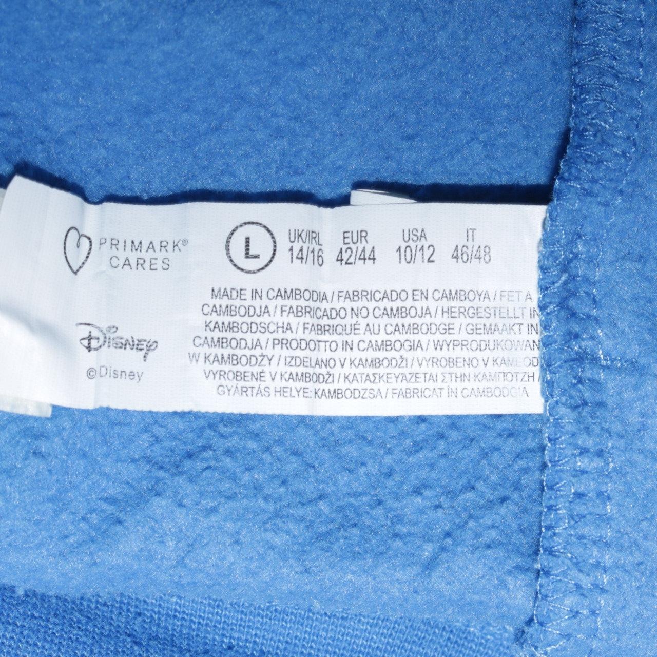 Disney Womens Blue Stitch Hoodie Size L 14/16 Pullover Primark Cares