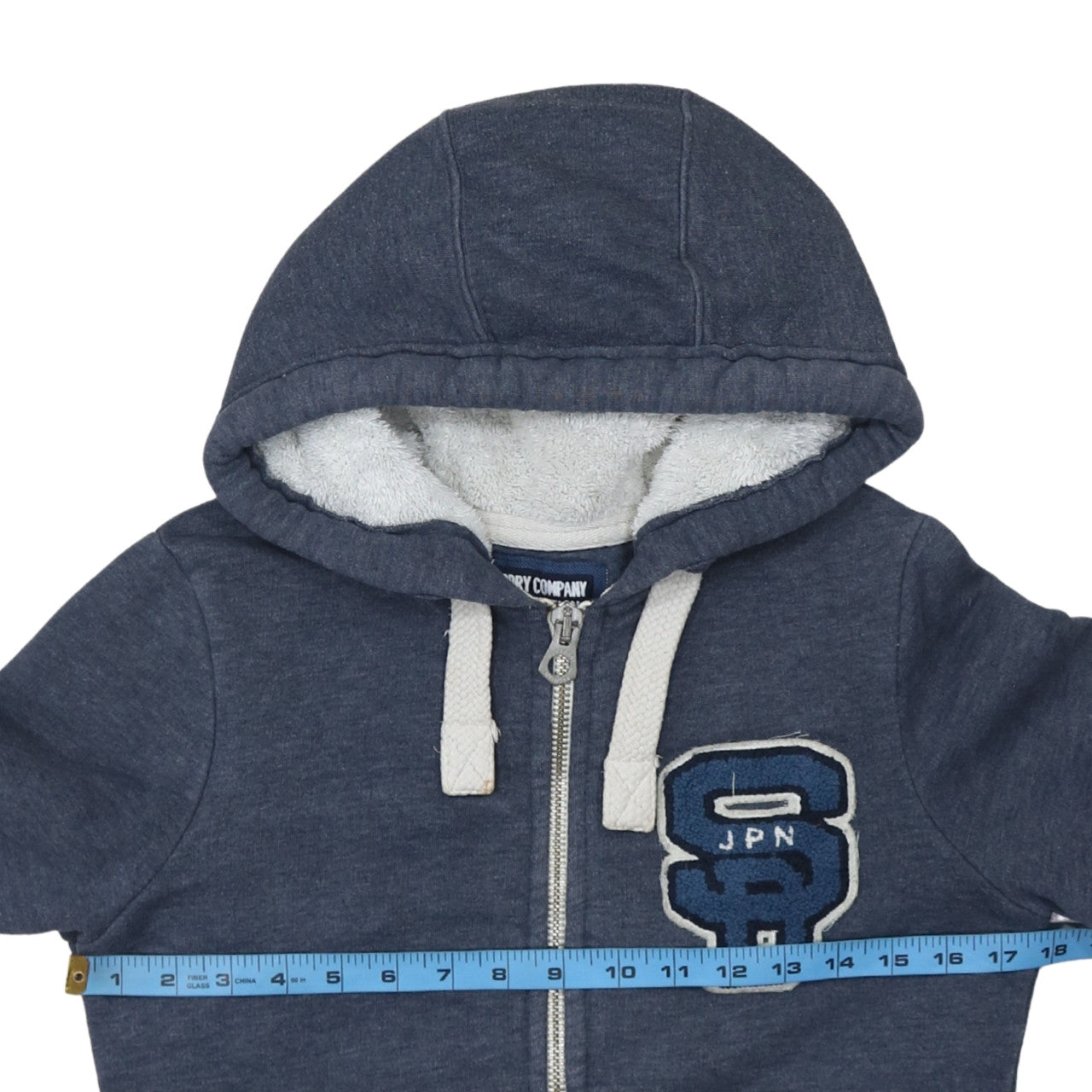 Superdry Mens Blue Full Zip Hoodie Small Japan Graphic Cotton Blend