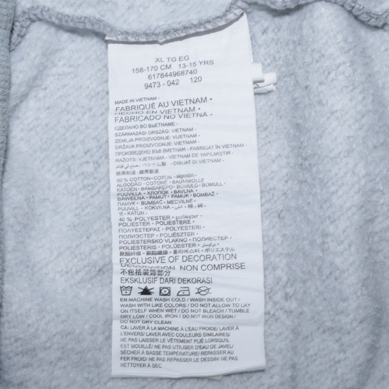Converse Boys Grey Full Zip Hoodie XL 13-15 Years Cotton Blend Logo