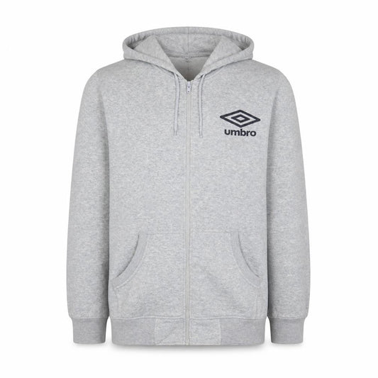 Umbro Men’s Grey XL Full Zip Hoodie with Logo and Pockets