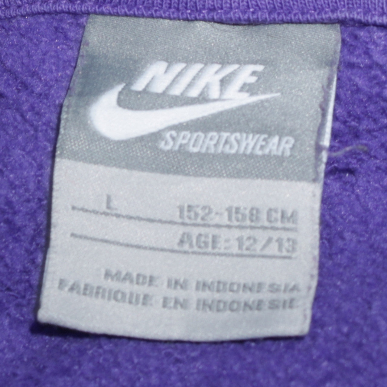 Nike Boys Purple Full Zip Hoodie Size 12-13 Years L Sportswear Cotton