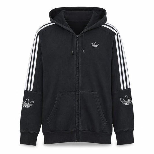 Adidas Men’s Black Full Zip Hoodie S Sports Fleece Sweatshirt