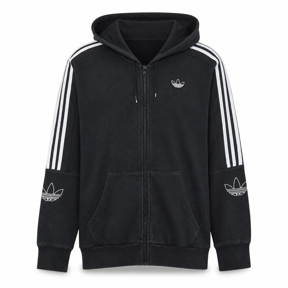 Adidas Men’s Black Full Zip Hoodie S Sports Fleece Sweatshirt