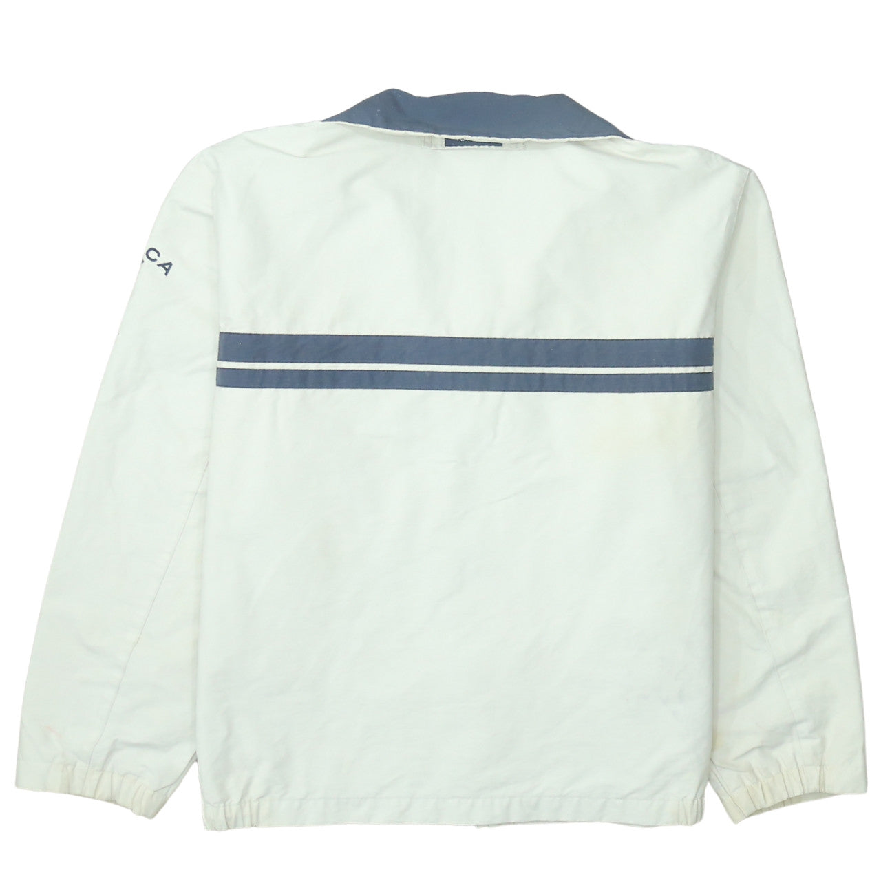 Nautica Men's White Windbreaker Jacket L Lined Cotton Nylon