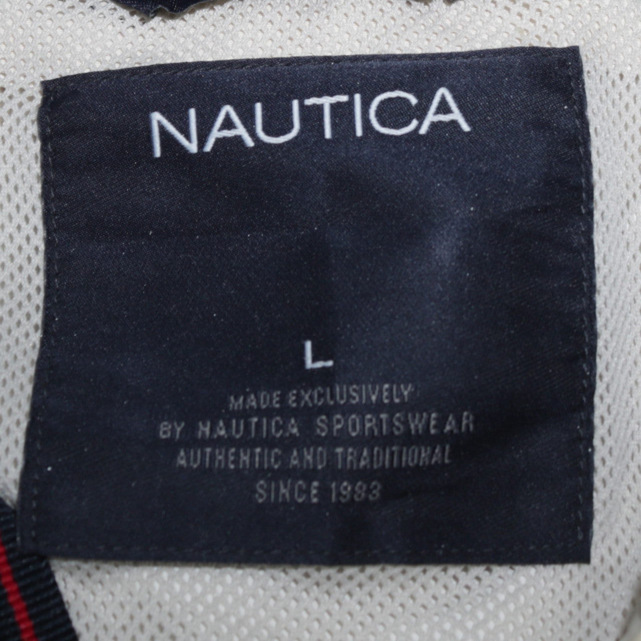 Nautica Men's White Windbreaker Jacket L Lined Cotton Nylon
