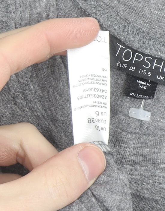 Topshop Grey Elephant Print Sleeveless Cotton Blend Top M