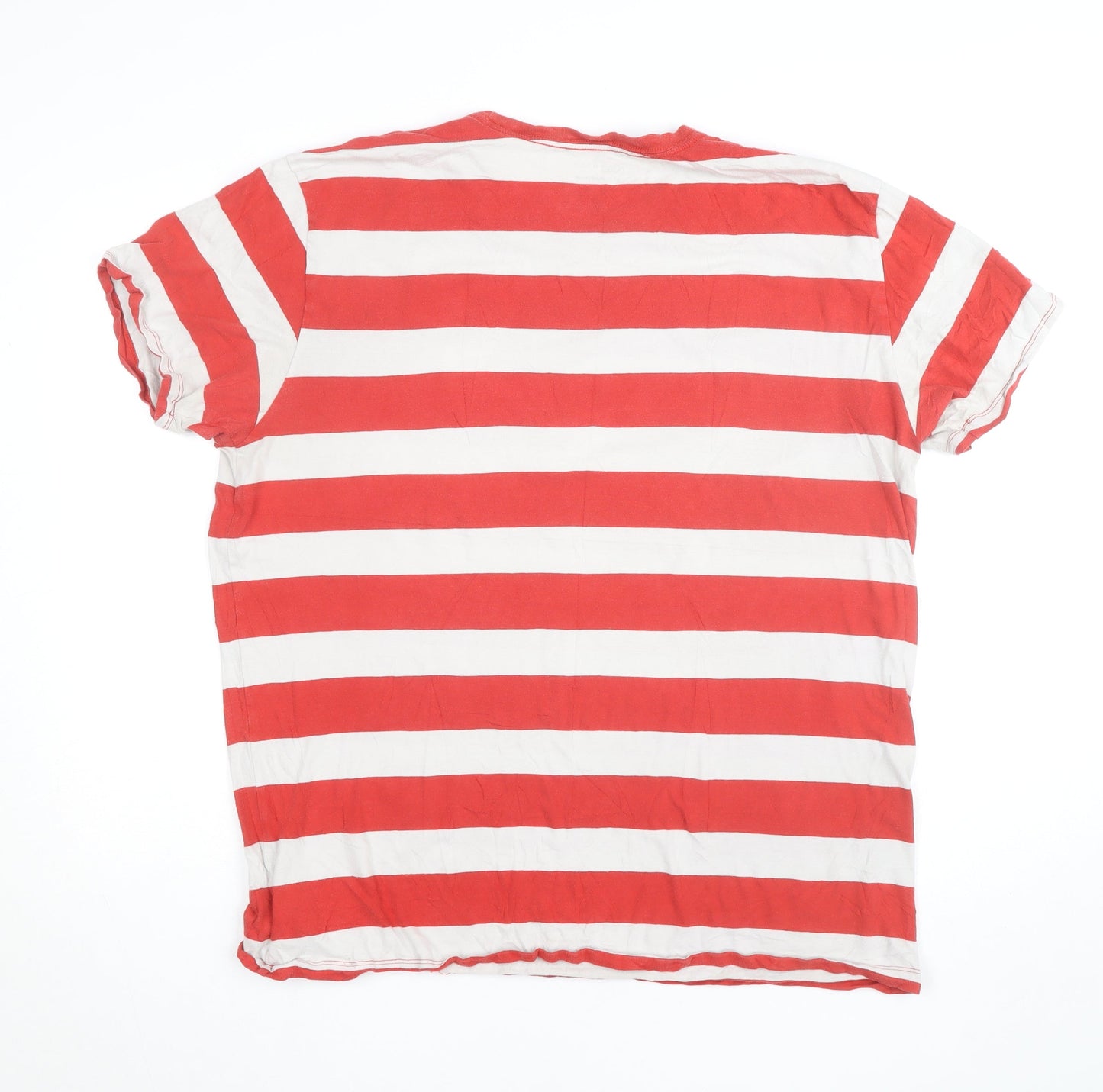 Gap Men's Red White Striped Cotton Crew Neck T-Shirt XL