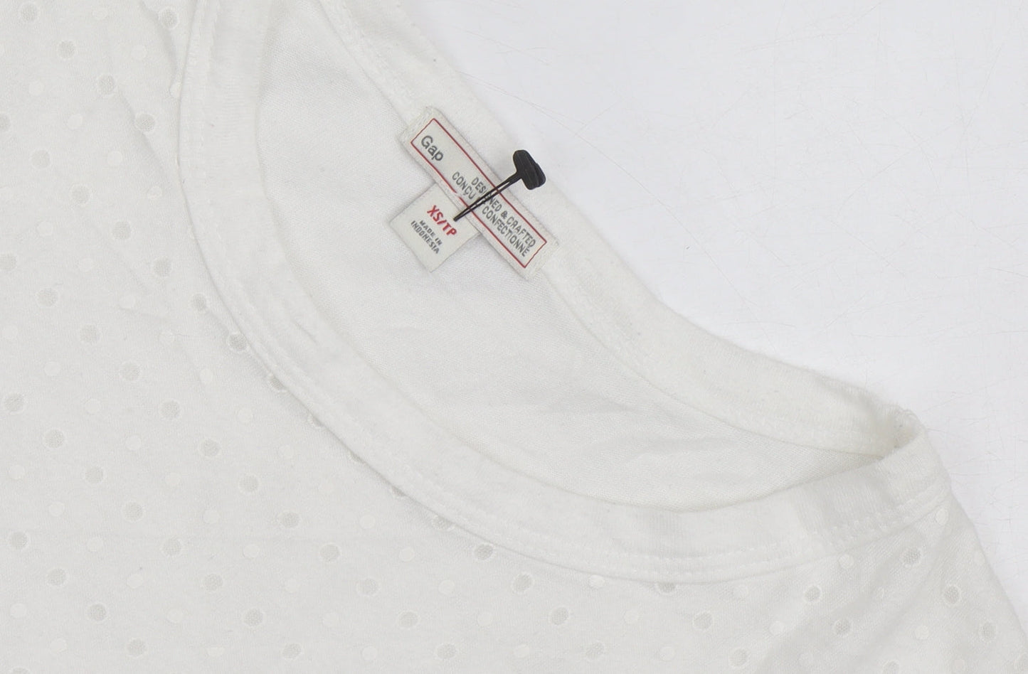 Gap Women’s White Polka Dot Cotton Blend Crew Neck T-Shirt XS