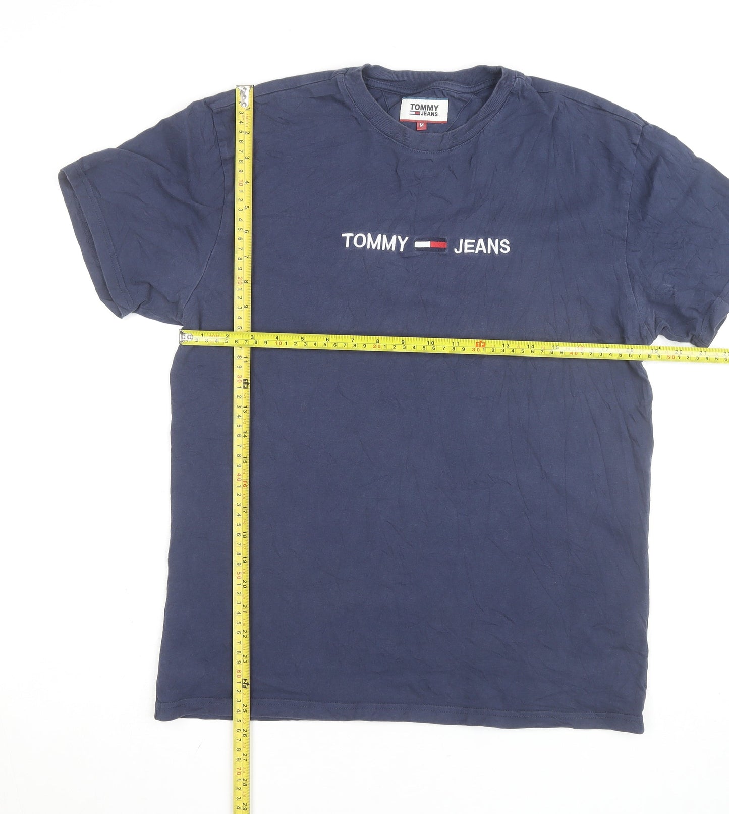 Tommy Jeans Men's Blue Cotton Logo T-Shirt Size M Short Sleeve