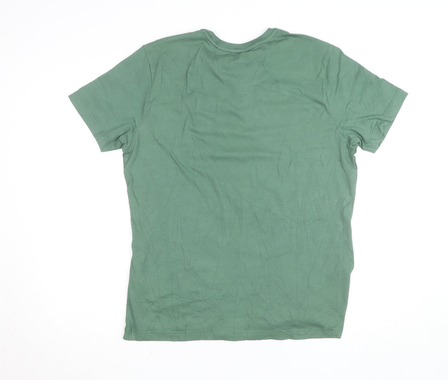 Highstil Men's Green Slim Fit Cotton Elastane T-Shirt G