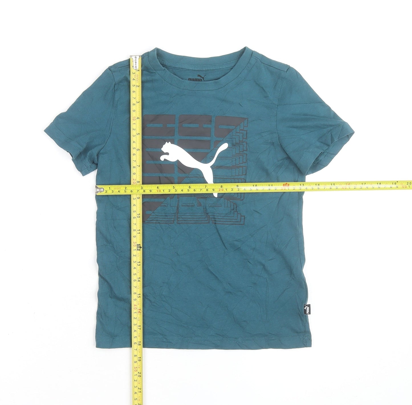 Puma Boys Blue 7-8 Years Graphic Logo Crew Neck Cotton T-Shirt