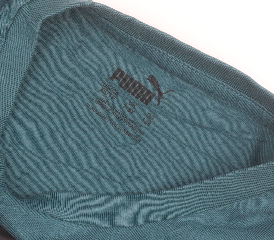 Puma Boys Blue 7-8 Years Graphic Logo Crew Neck Cotton T-Shirt
