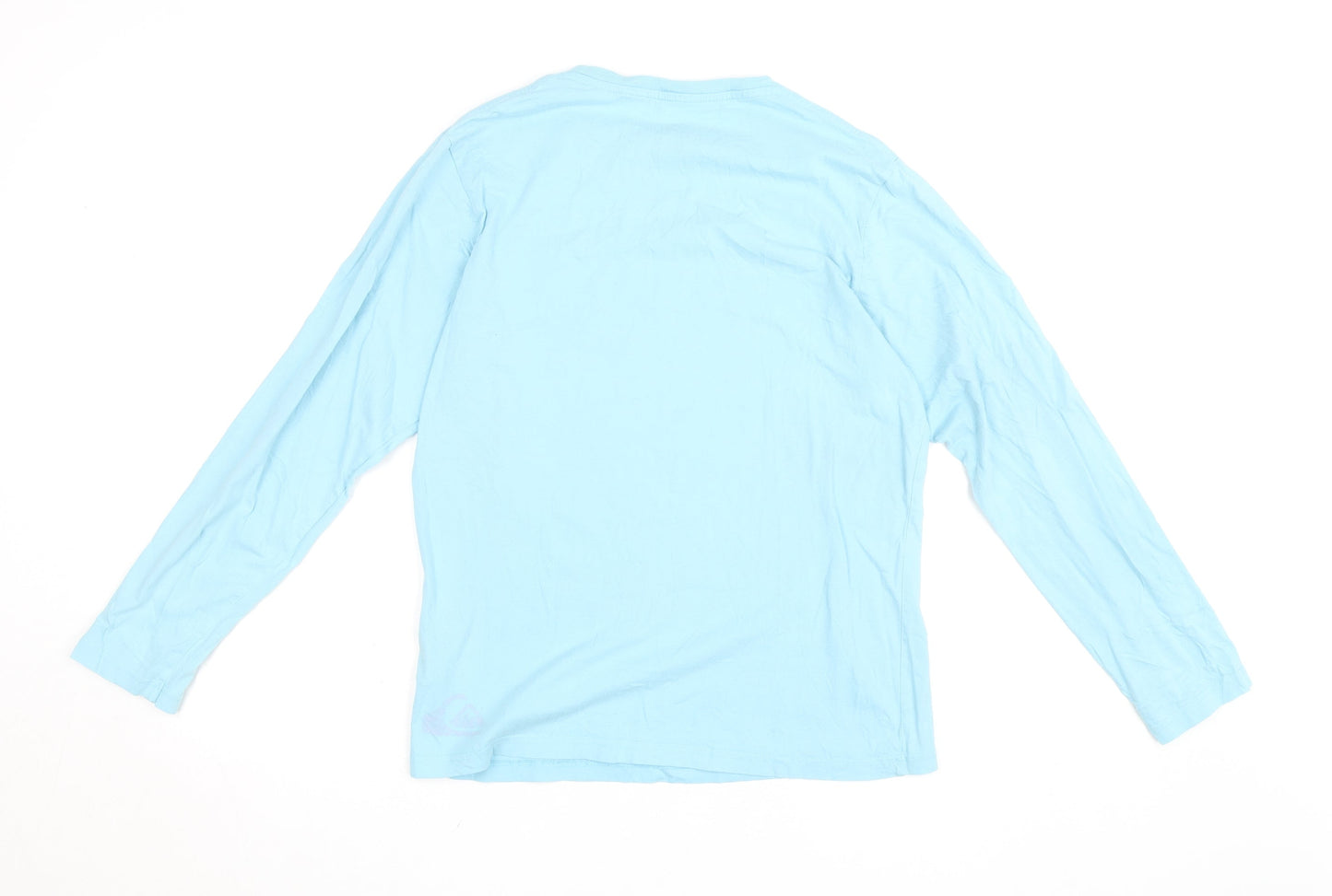 Quiksilver Mens Blue Long Sleeve Organic Cotton Surf Graphic Top L