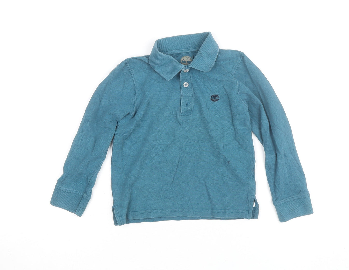 Timberland Boys Blue Long Sleeve Cotton Polo Shirt Size 6 Years