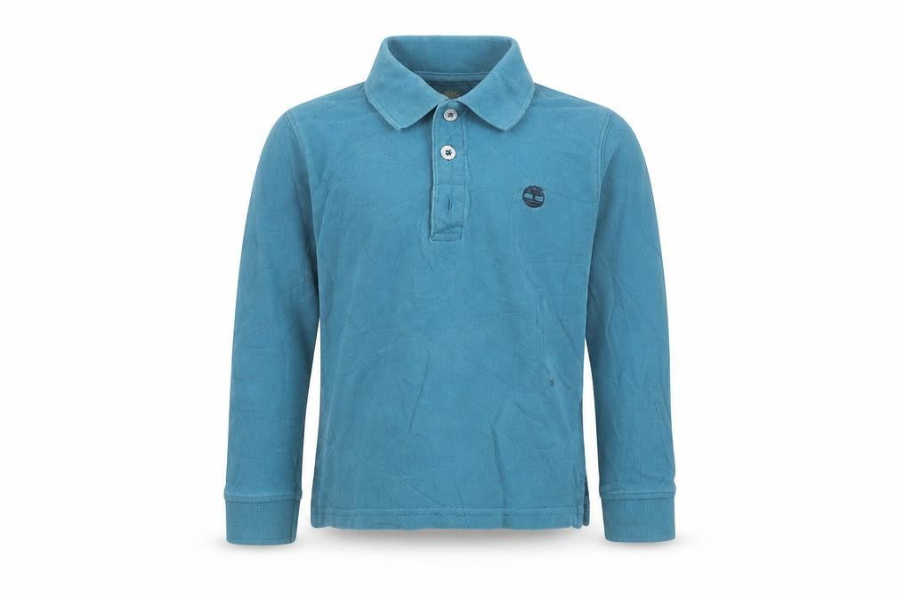 Timberland Boys Blue Long Sleeve Cotton Polo Shirt Size 6 Years