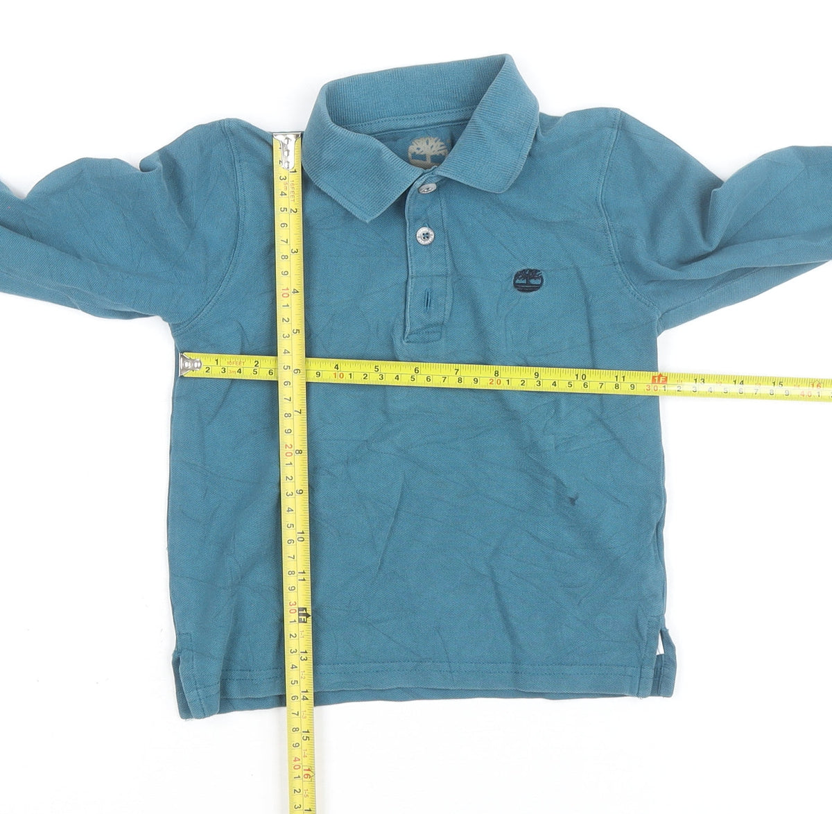 Timberland Boys Blue Long Sleeve Cotton Polo Shirt Size 6 Years