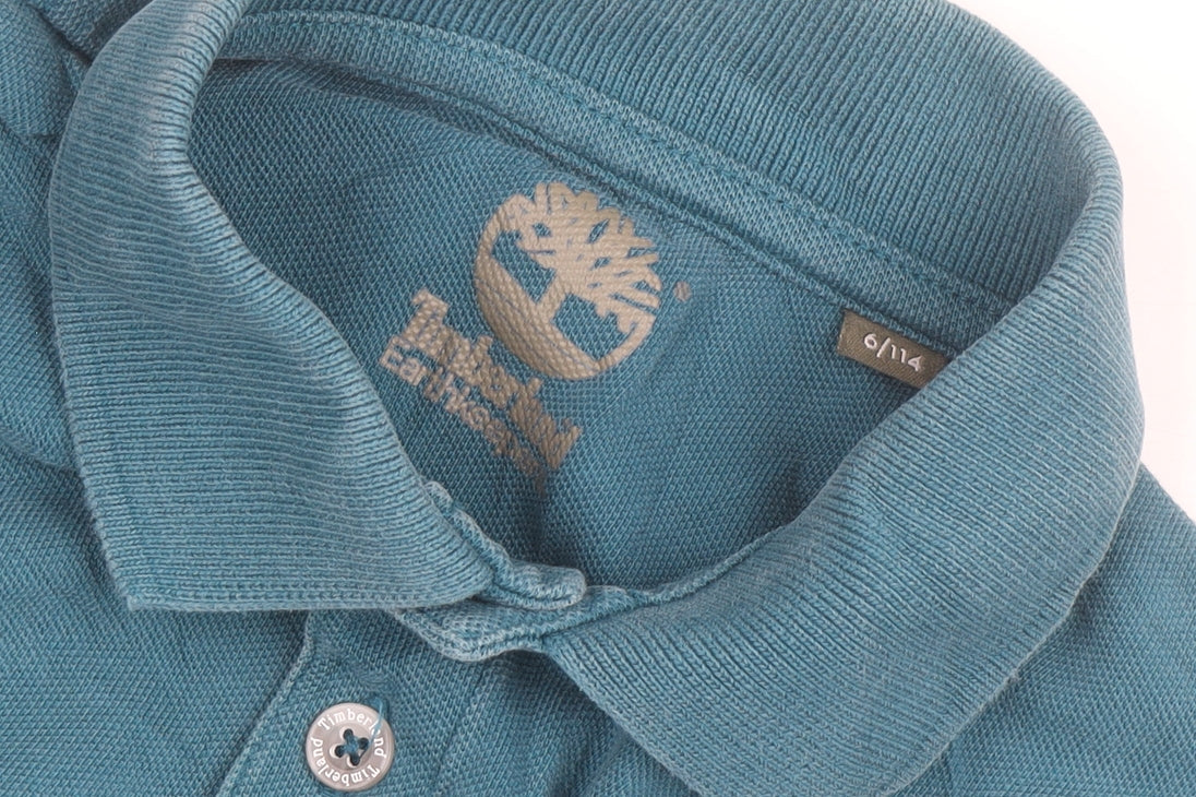 Timberland Boys Blue Long Sleeve Cotton Polo Shirt Size 6 Years