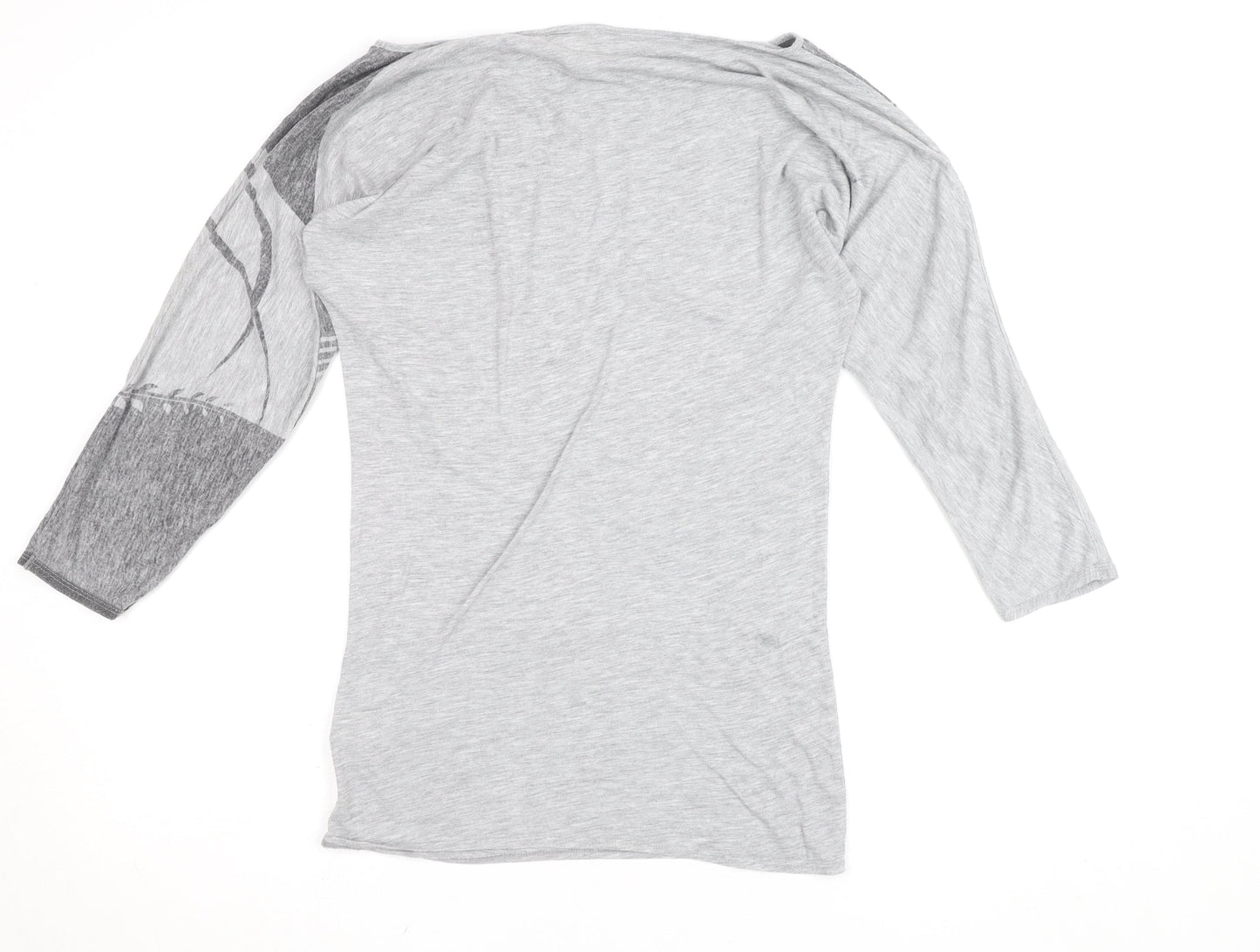 Diesel Womens Grey XS Boat Neck 3/4 Sleeve Jersey T-Shirt