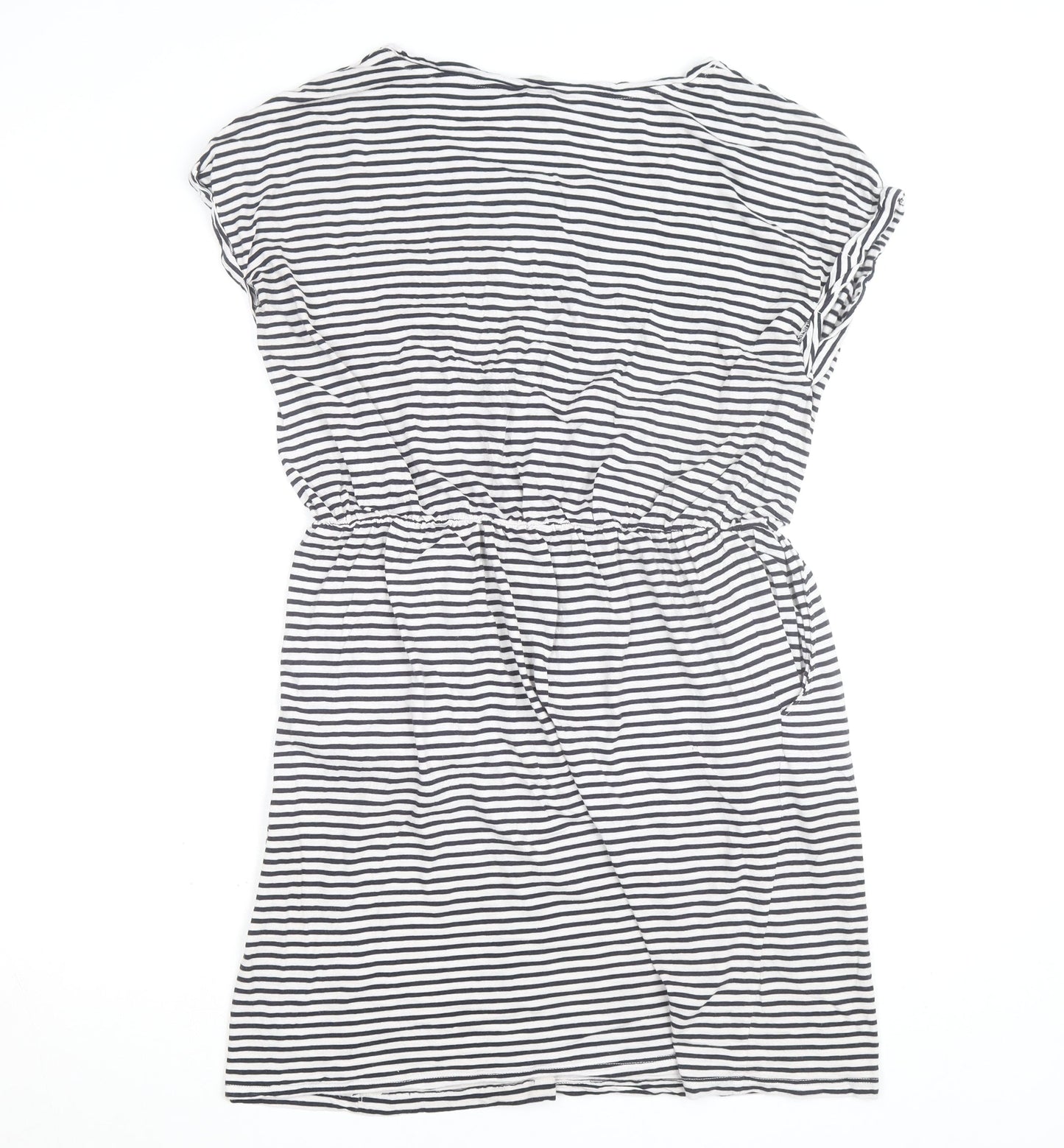 H&M Women’s Black White Striped T-Shirt Dress Size L