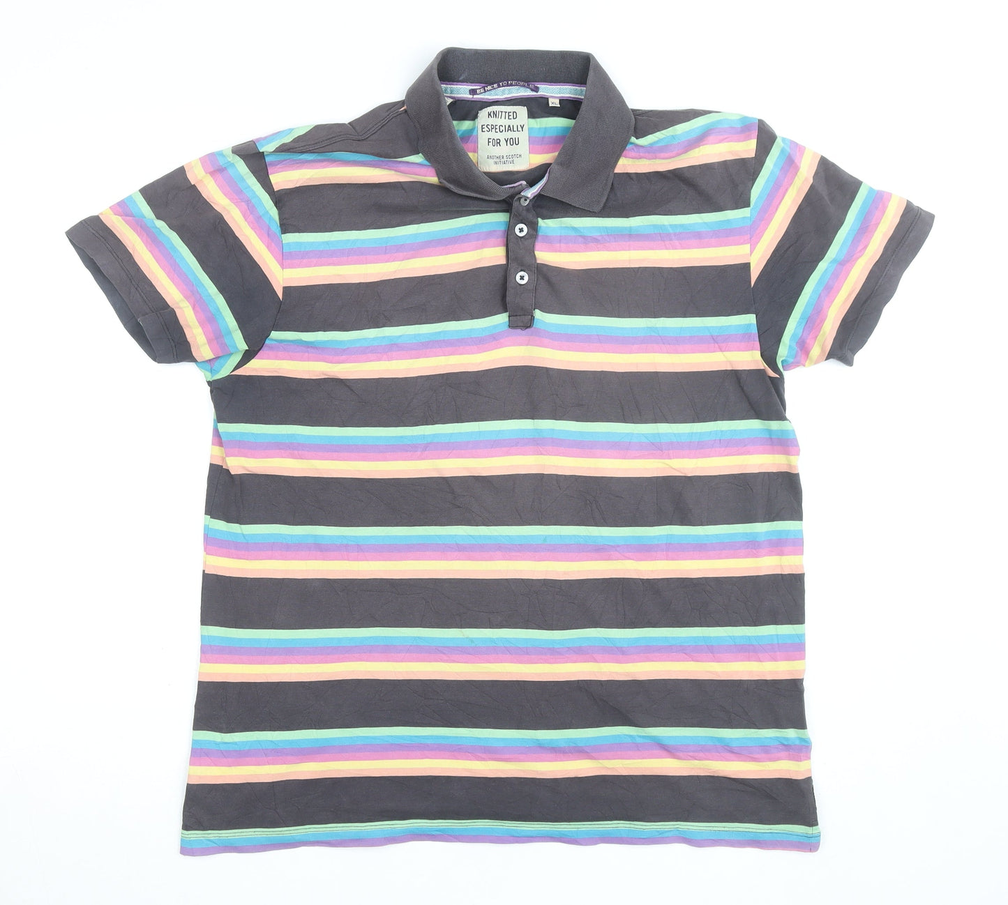 Scotch & Soda Men's Multicoloured Striped XL Polo T-Shirt