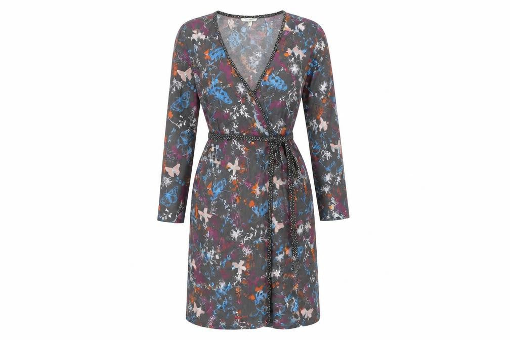 Holly Willoughby Women’s Multicoloured Butterfly Print Jersey Wrap Dress Size 12