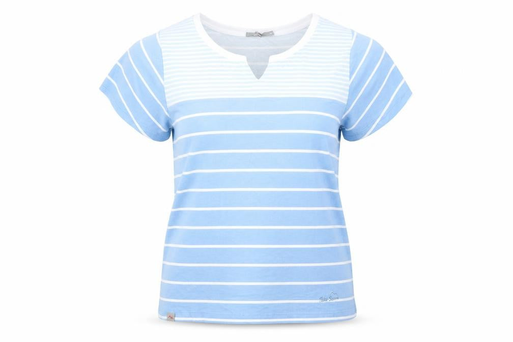 Peter Storm Women's Blue Striped Short Sleeve V-Neck T-Shirt Size 16